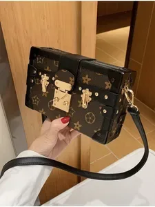 Vintage Print Womens Crossbody Bag - Small Square Single Shoulder Makeup Bag - Light Luxury Niche Design
