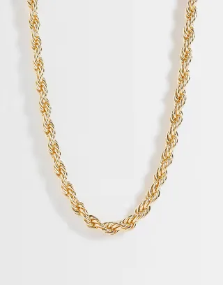 DesignB London statement twisted rope chain necklace in gold