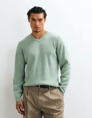 ASOS DESIGN oversized V-neck knit sweater in sage