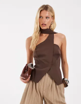 ASOS DESIGN bandeau vest with wrap neck scarf detail