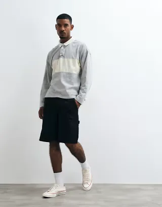 Cotton On baggy worker shorts in black