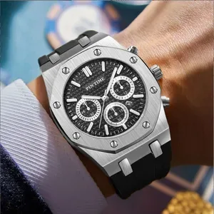 43MM New Sports Mens Watches Brand Fashion Silicone Strap Quartz Watch Luxury Multi-functional sports waterproof men's f