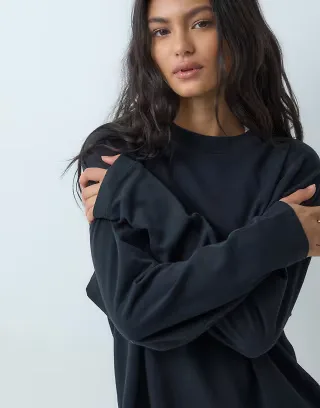 4505 Icon heavyweight cotton oversized long sleeve t-shirt in washed black