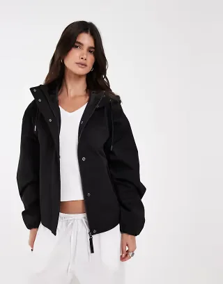 JJXX zip through hooded jacket in black