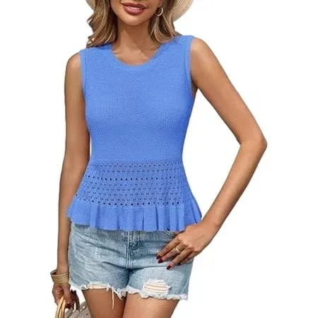 Imily Bela Women's Boho Knit Crochet Shell Top