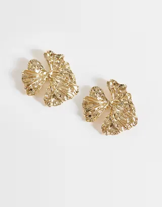 DesignB London floral stud earrings in gold