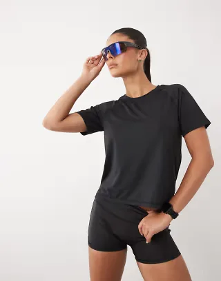 4505 nylon performance mesh quick dry running T-shirt in black