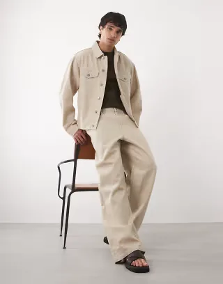 ASOS DESIGN baggy jeans in ecru - part of a set