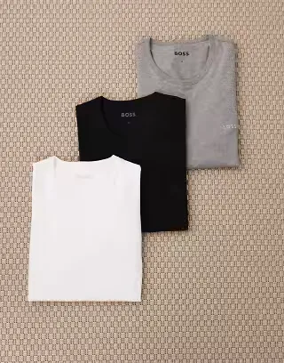 BOSS Bodywear 3-pack T-shirts in black, white and gray