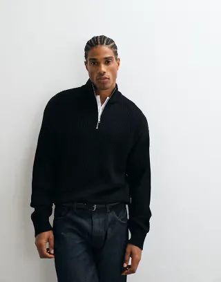 JJ Rebel half zip sweater in black