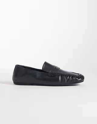 ASOS DESIGN Micha premium soft loafers in black leather