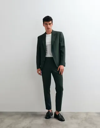 ASOS DESIGN dark green tapered suit