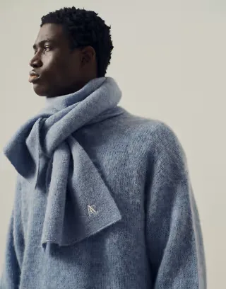 A.Collective wool knitted scarf in blue