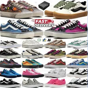 Designer Casual Pearlized Sneakers for Men and Women, Sport Trainers, Luxury Old Skool Style Canvas Board Shoes with Box