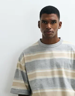 ASOS DESIGN oversized T-shirt in gray heather striped print