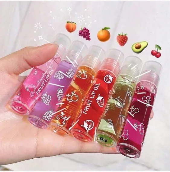 Multicolor 6pc Roll On Lip Gloss Set Lip Balm Moisturizing Hydrating Lip Oil No-Sticky Fruit Flavored For Dry Lips Perso
