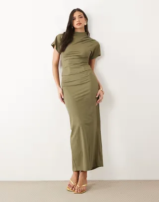 ASOS DESIGN linen look set in khaki green