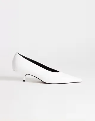 Topshop Avril kitten heel mid pumps in white