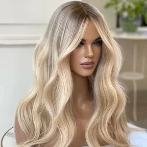 360 Full Lace Wig Human Hair Pre Plucked Hd Lace Wig Highligh Brown Roots HD Transparent Swiss Lace 13x4 Body Wave Lace