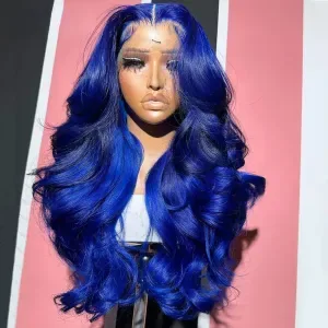 Peruvian Blue 360 Lace Frontal Wigs - Body Wave Human Hair, Transparent Pre-Plucked, Multi-Color Red Blonde Brown for Wo