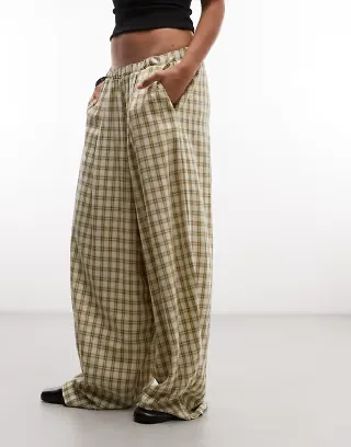 COLLUSION baggy balloon trouser in yellow check