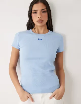 HUGO Blue Easy logo tee in blue