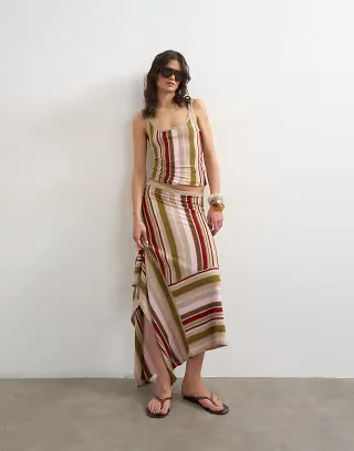 Topshop knit striped set in green multi