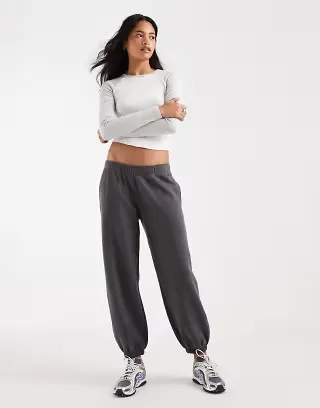 Hollister low rise baggy cuffed sweatpants in charcoal
