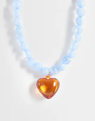 Accessorize orb heart necklace in blue