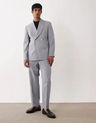 ASOS DESIGN linen look tapered suit in gray