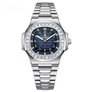 DHgargets Mens Square Quartz Watch - 38mm Alloy Case, 50M Waterproof, Luminous Hands, Silver Stainless Steel Band - Anal