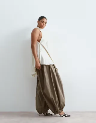 ARRANGE Curve waist seam balloon leg pants in khaki green
