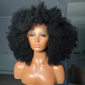 13x6 HD Lace Frontal Wig For Girls Afro Kinky Curly Wig with Baby Hair 13X4 Lace Front Human Hair Wig Pre-Plucked Braide