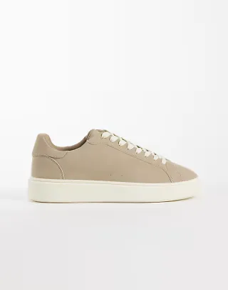ASOS DESIGN lace up sneakers in stone
