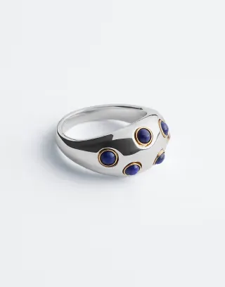 & Other Stories chunky ring with turquoise dots in silver