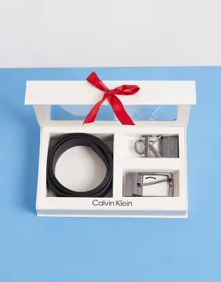 Calvin Klein revisable 35mm belt gift set with two buckles in black