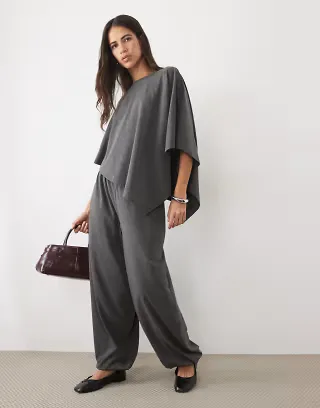 ASOS DESIGN slouchy cuffed trouser set in gray heather