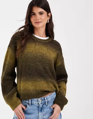 JJXX knit sweater in brown ombré