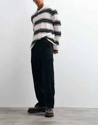 ONLY & SONS Fade loose fit cargo pants in black