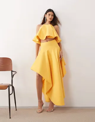 ARRANGE linen maxi skirt in orange - part of a set