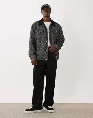 ASOS DESIGN oversized barn jacket in gray herringbone