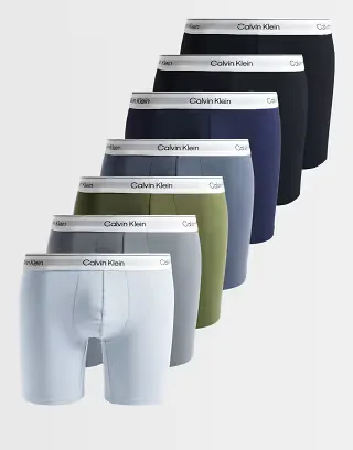 Calvin Klein Icon Cotton Stretch 7 pack boxer briefs in blue/gray/brown/black