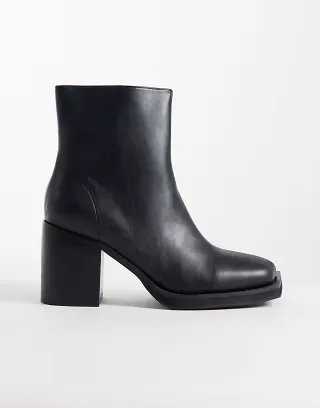 ASOS DESIGN heeled chelsea boots with angled toe in black