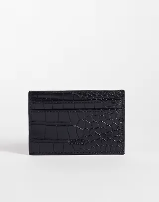 PASQ cardholder in black croc