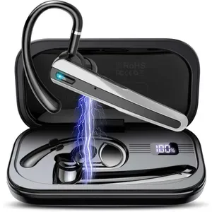 Atheewon V5.3, Wireless Headset with ENC Noise Canceling Mic, 120Hrs Talk Single-Ear Bluetooth Earpiece, LED Display, IP