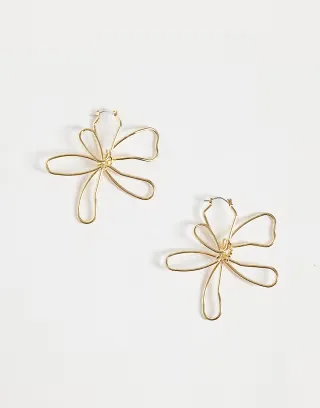 Accessorize statement cut out flower earrings in gold