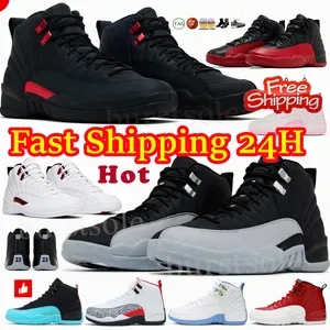 With Box 12 12s Mens Basketball Shoes Taxi Cherry Playoffs Pearl Pink Blueberry Purple Brilliant Orange Wolf Grey Flu Ga