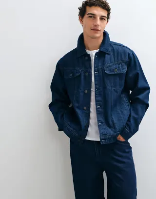 ASOS DESIGN set trucker jacket in raw indigo