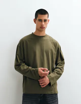 ASOS DESIGN essentials oversized long sleeve T-shirt in khaki