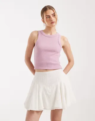 ASOS DESIGN textured drop waist mini skirt in white